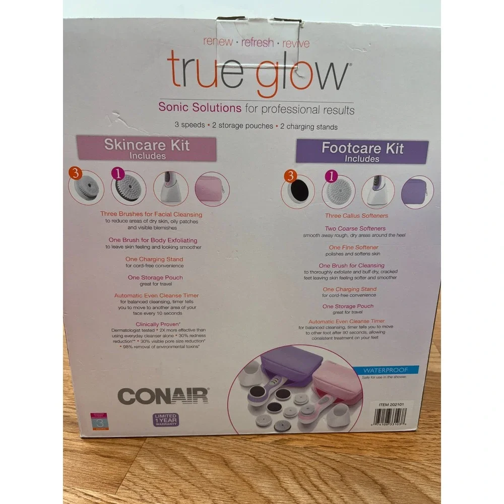 Conair‎ True Glow Sonic Solutions Skincare Kit & Footcare Kit, Facial